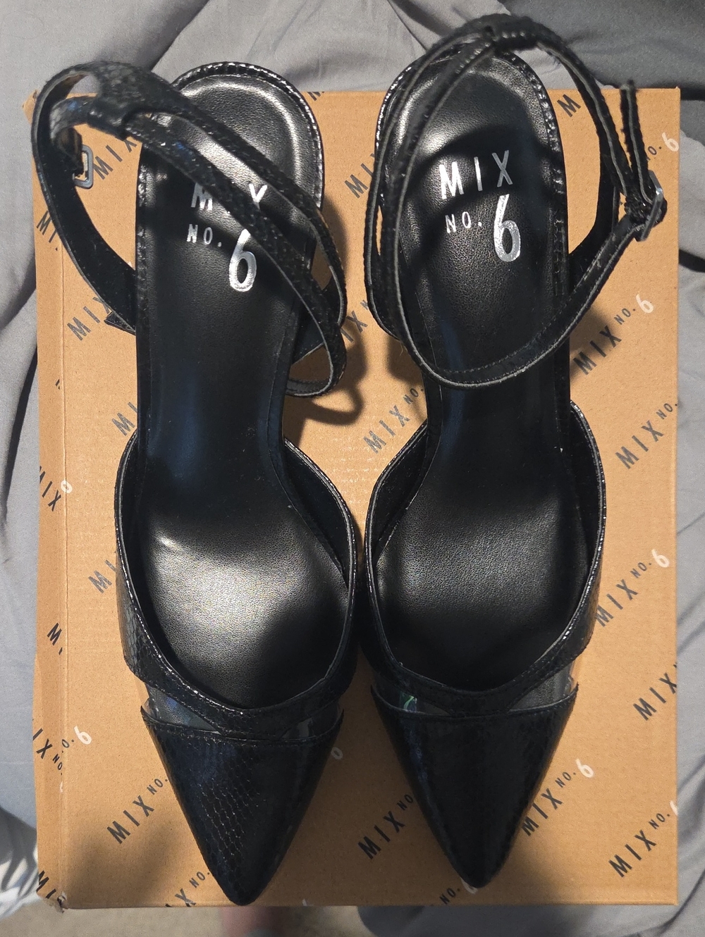 Mix No. 6 Black Pointed Ankle-Strap Pumps